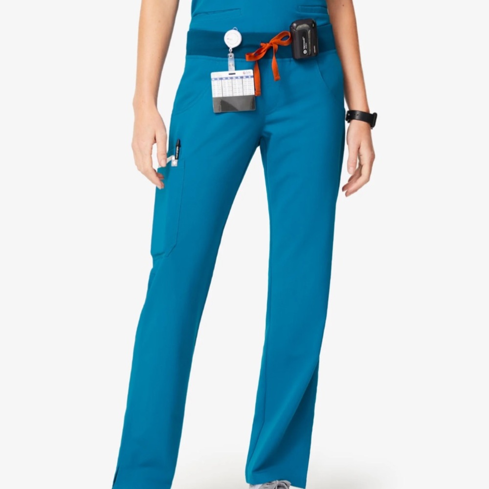 Figs Kade Cargo Style Tall Scrub Pants in Alps Blue Teal